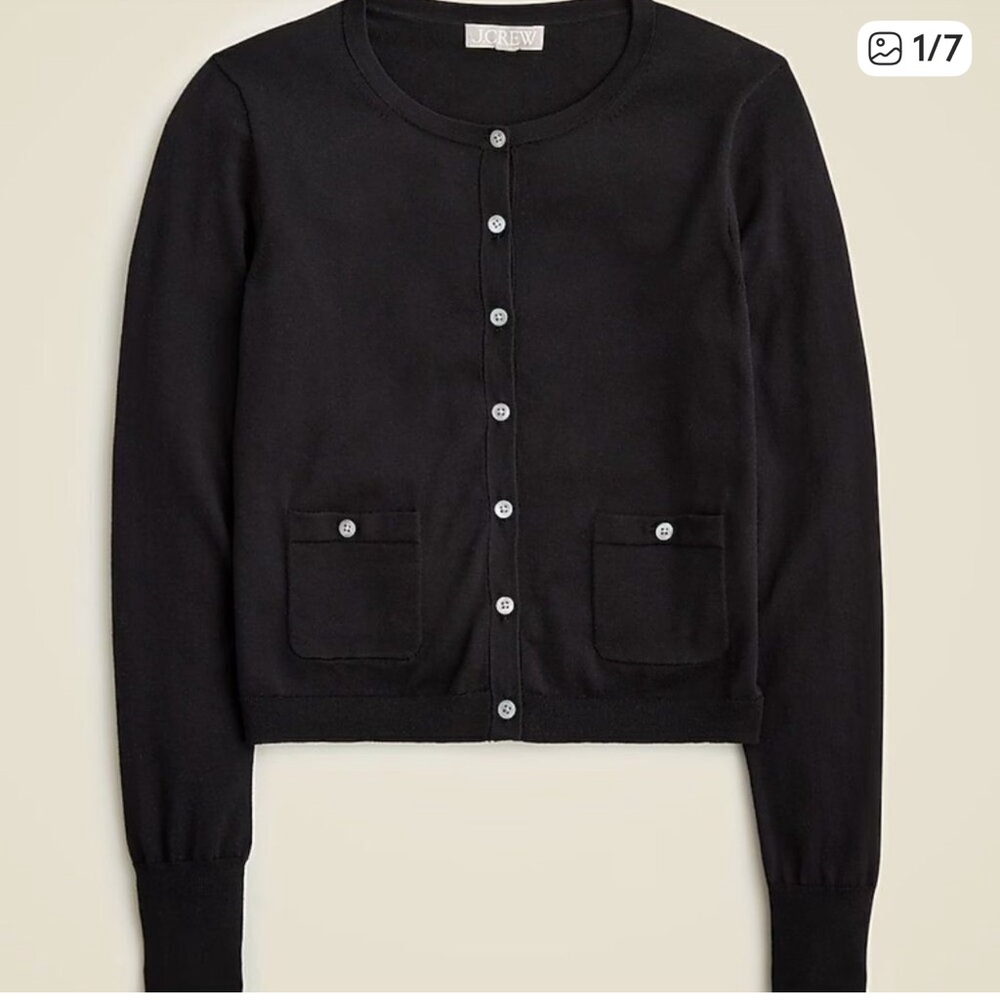J. Crew Crewneck cardigan sweater in premium ultrafine cotton black NWT